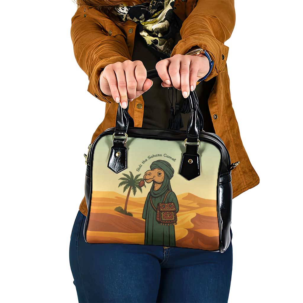 Mauritania Shoulder Handbag with Sidi the Sahara Camel Cartoon and Desert Caravan Design TS04
