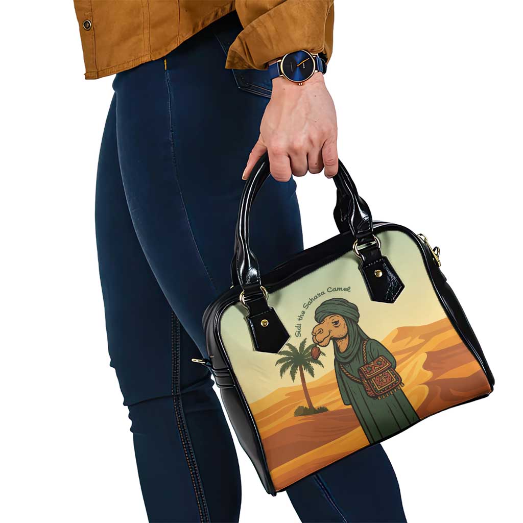 Mauritania Shoulder Handbag with Sidi the Sahara Camel Cartoon and Desert Caravan Design TS04