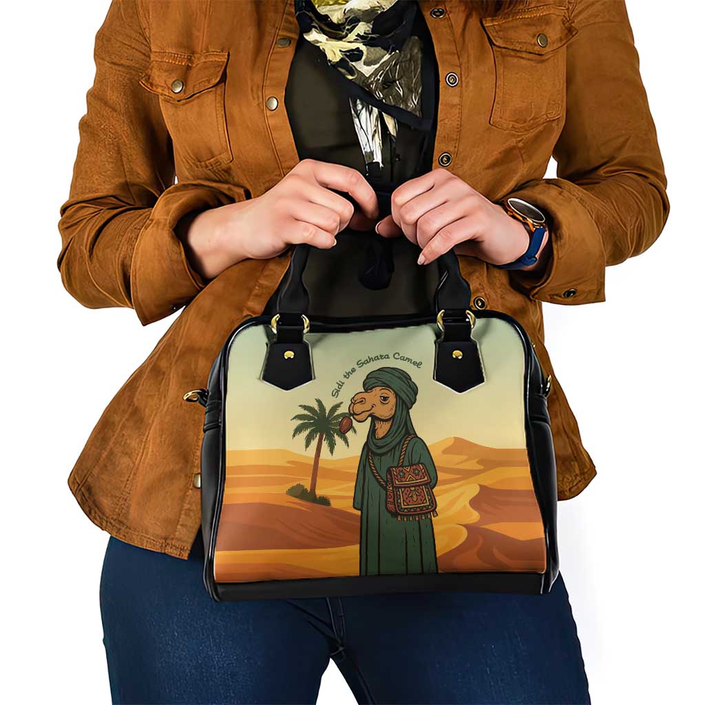 Mauritania Shoulder Handbag with Sidi the Sahara Camel Cartoon and Desert Caravan Design TS04