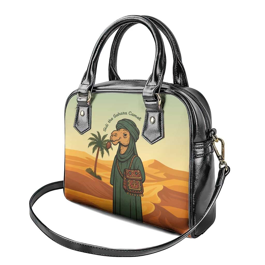 Mauritania Shoulder Handbag with Sidi the Sahara Camel Cartoon and Desert Caravan Design TS04