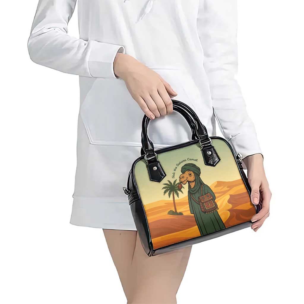 Mauritania Shoulder Handbag with Sidi the Sahara Camel Cartoon and Desert Caravan Design TS04