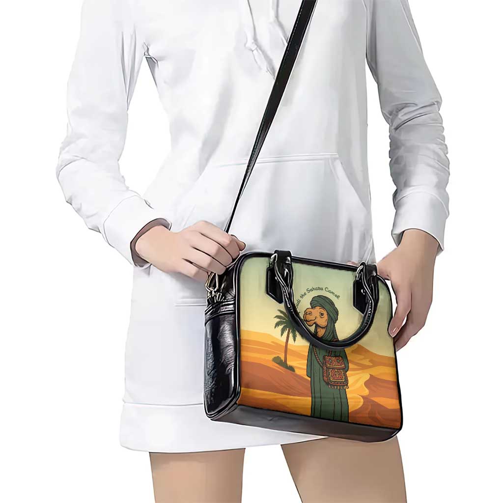 Mauritania Shoulder Handbag with Sidi the Sahara Camel Cartoon and Desert Caravan Design TS04
