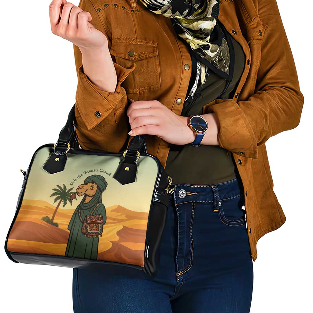 Mauritania Shoulder Handbag with Sidi the Sahara Camel Cartoon and Desert Caravan Design TS04