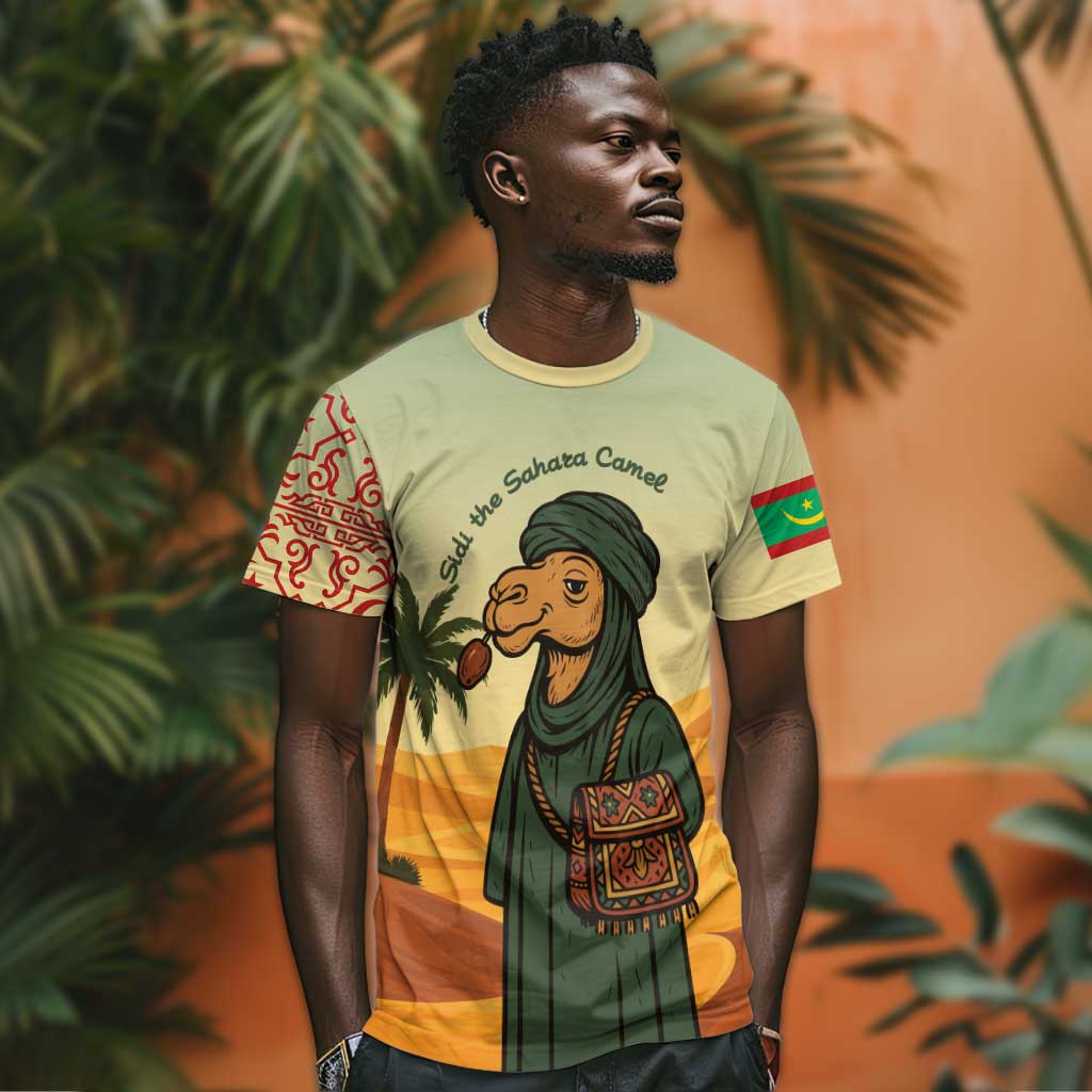 Mauritania T shirt - Sidi the Sahara Camel Cartoon and Desert Caravan Design TS04