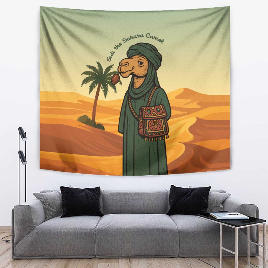 Mauritania Tapestry - Sidi the Sahara Camel Cartoon and Desert Caravan Design TS04