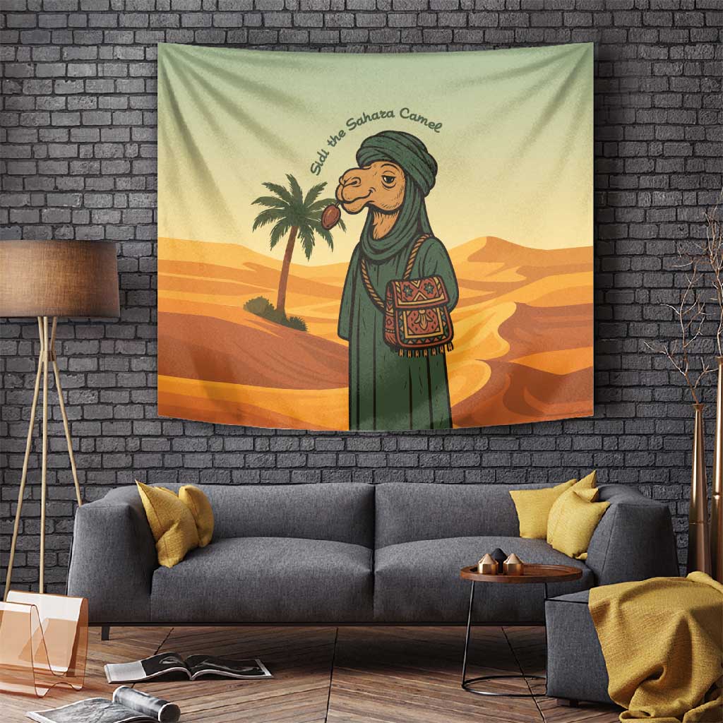 Mauritania Tapestry - Sidi the Sahara Camel Cartoon and Desert Caravan Design TS04