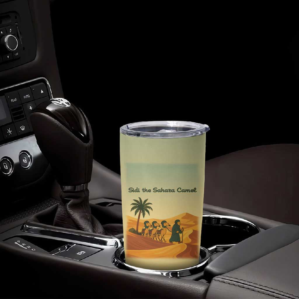 Mauritania Tumbler Cup - Sidi the Sahara Camel Cartoon and Desert Caravan Design TS04