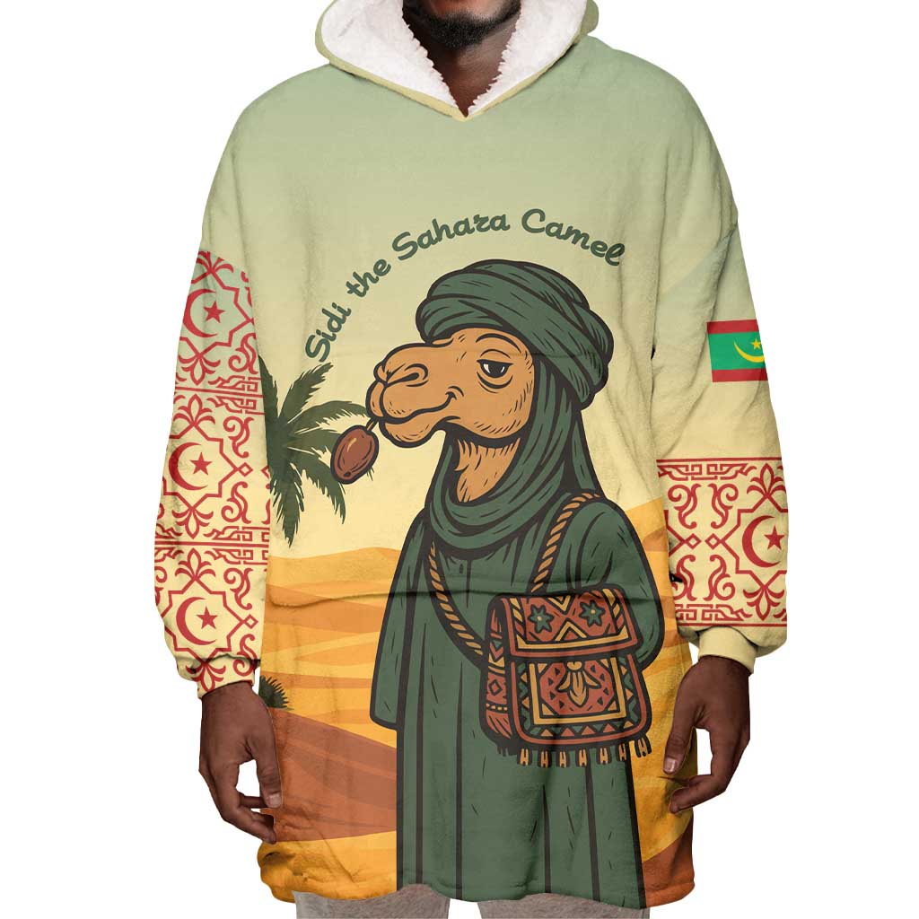 Mauritania Wearable Blanket Hoodie - Sidi the Sahara Camel Cartoon and Desert Caravan Design TS04