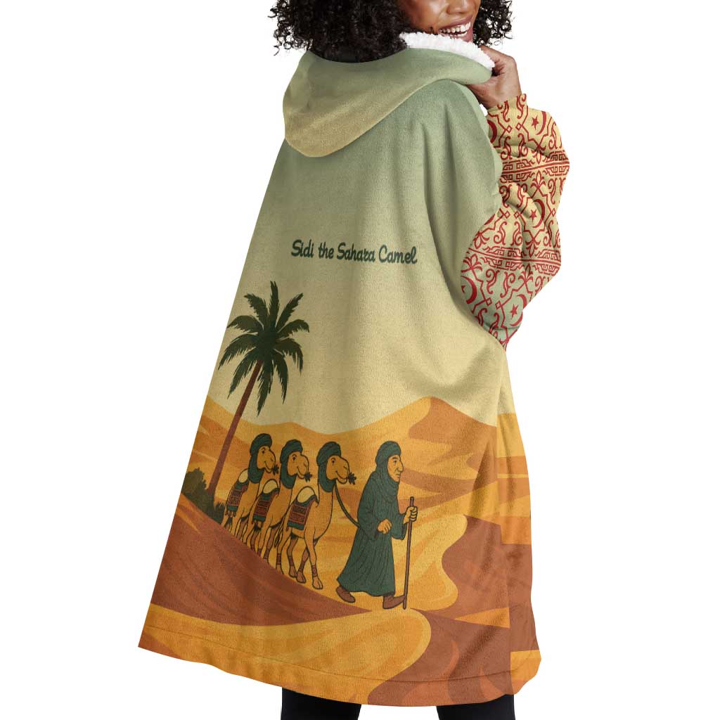 Mauritania Wearable Blanket Hoodie - Sidi the Sahara Camel Cartoon and Desert Caravan Design TS04