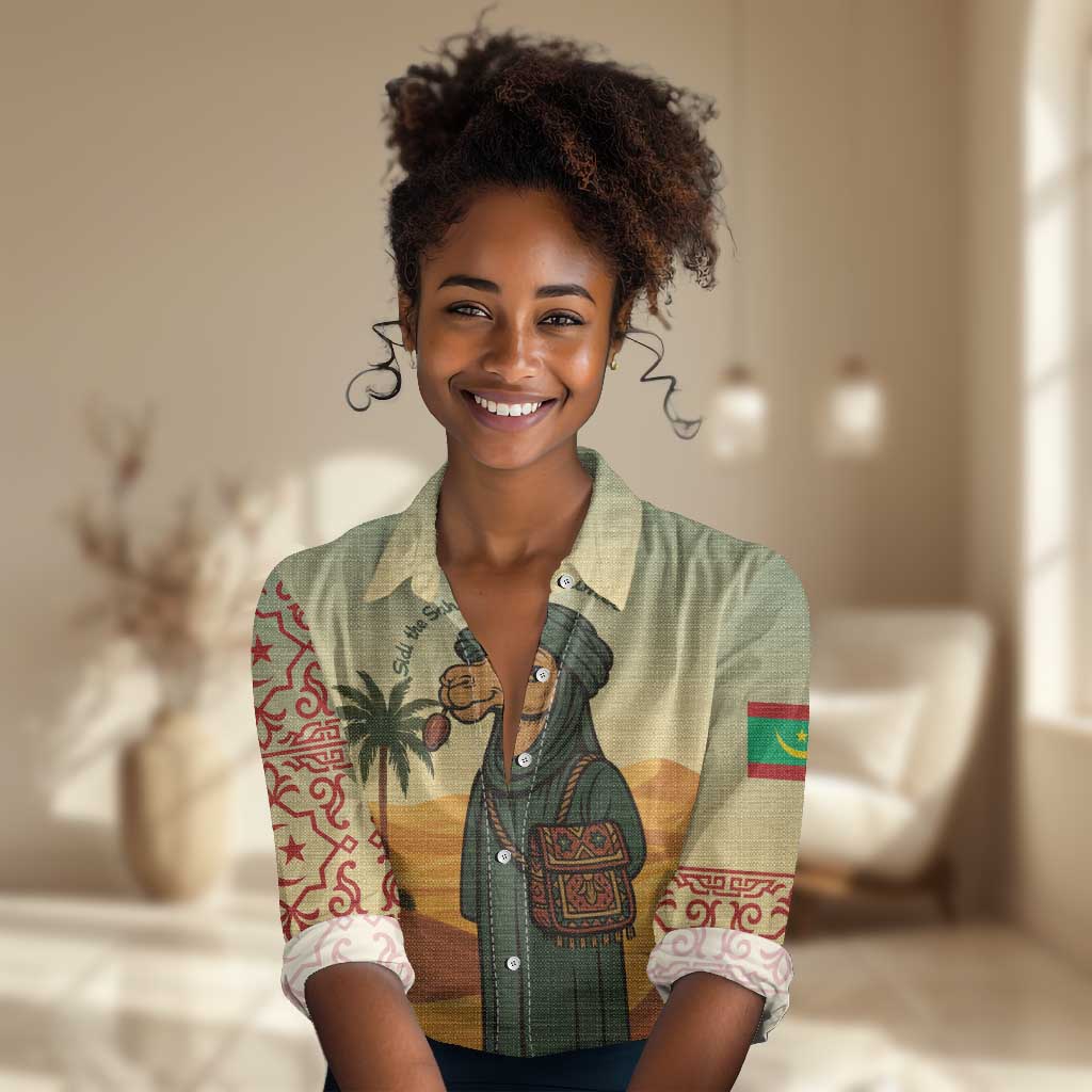Mauritania Women Casual Shirt - Sidi the Sahara Camel Cartoon and Desert Caravan Design TS04