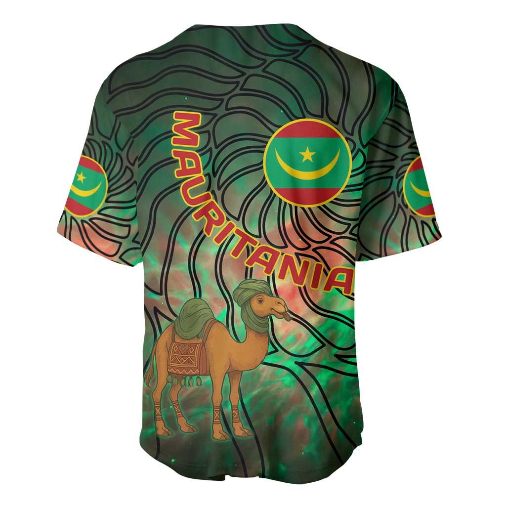 Mauritania Baseball Jersey - Green Tie Dye Camel and Crescent Moon Flag Design TS04