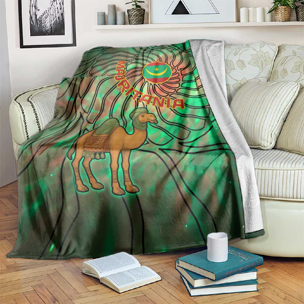 Mauritania Blanket - Green Tie Dye Camel and Crescent Moon Flag Design TS04
