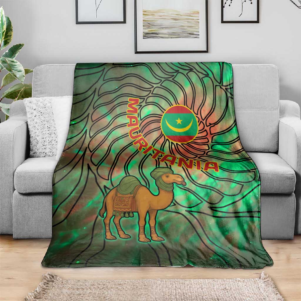 Mauritania Blanket - Green Tie Dye Camel and Crescent Moon Flag Design TS04