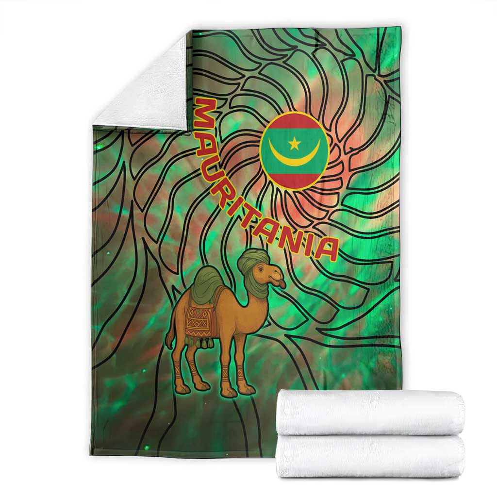 Mauritania Blanket - Green Tie Dye Camel and Crescent Moon Flag Design TS04