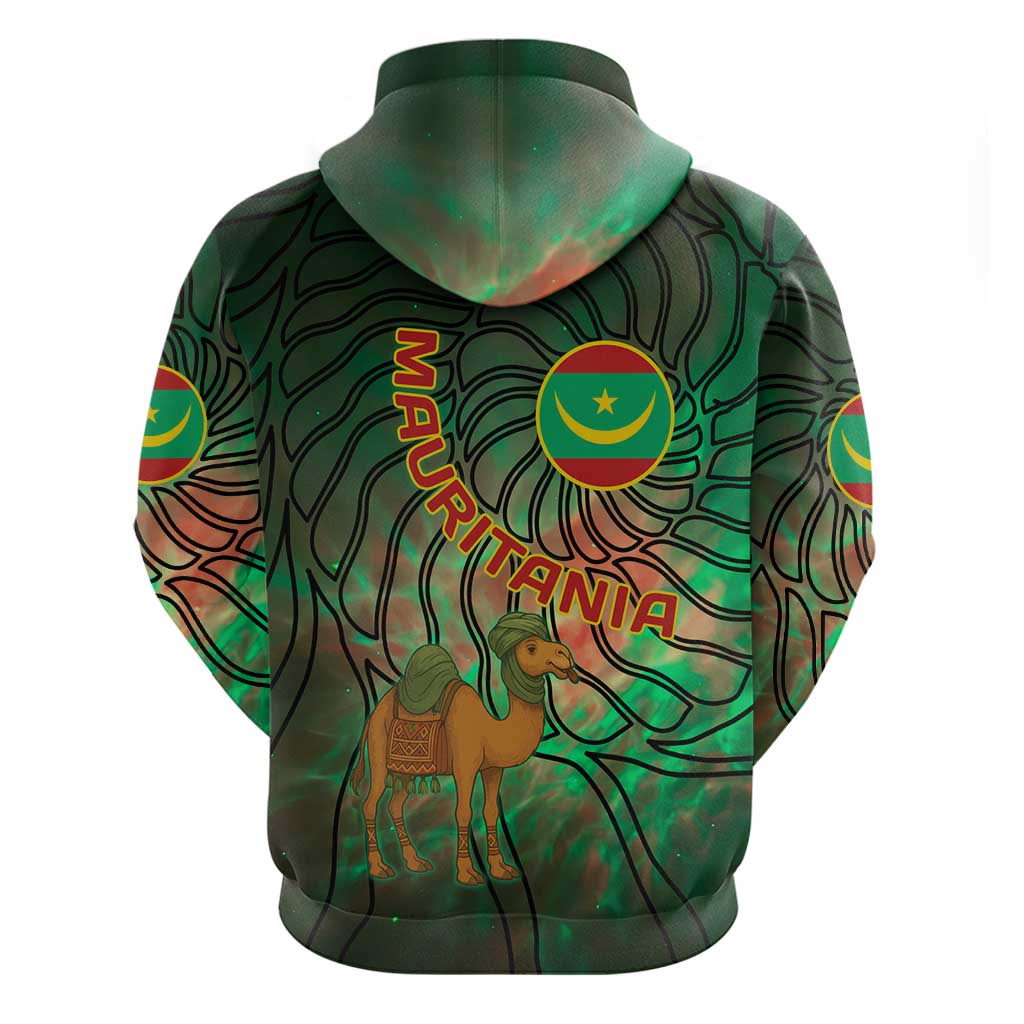 Mauritania Hoodie with Green Tie Dye Camel and Crescent Moon Flag Design TS04