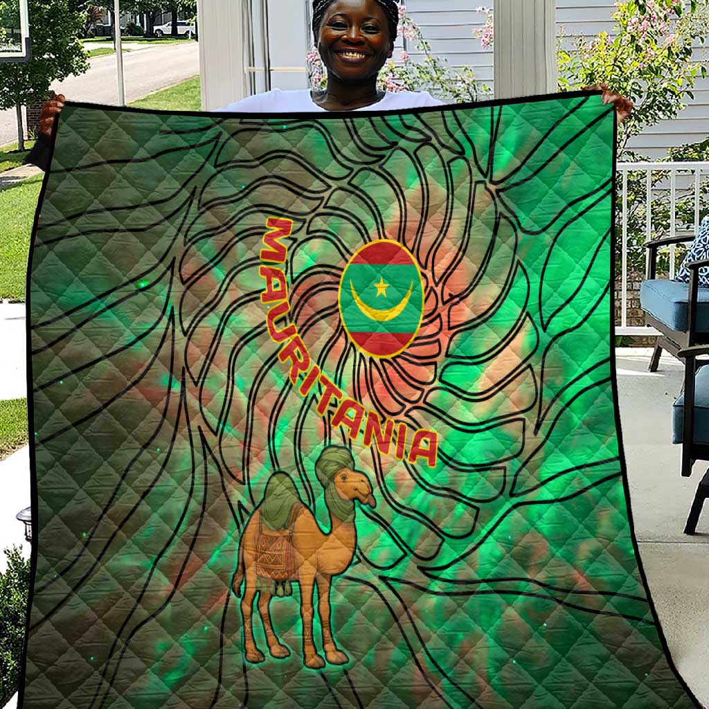 Mauritania Quilt - Green Tie Dye Camel and Crescent Moon Flag Design TS04