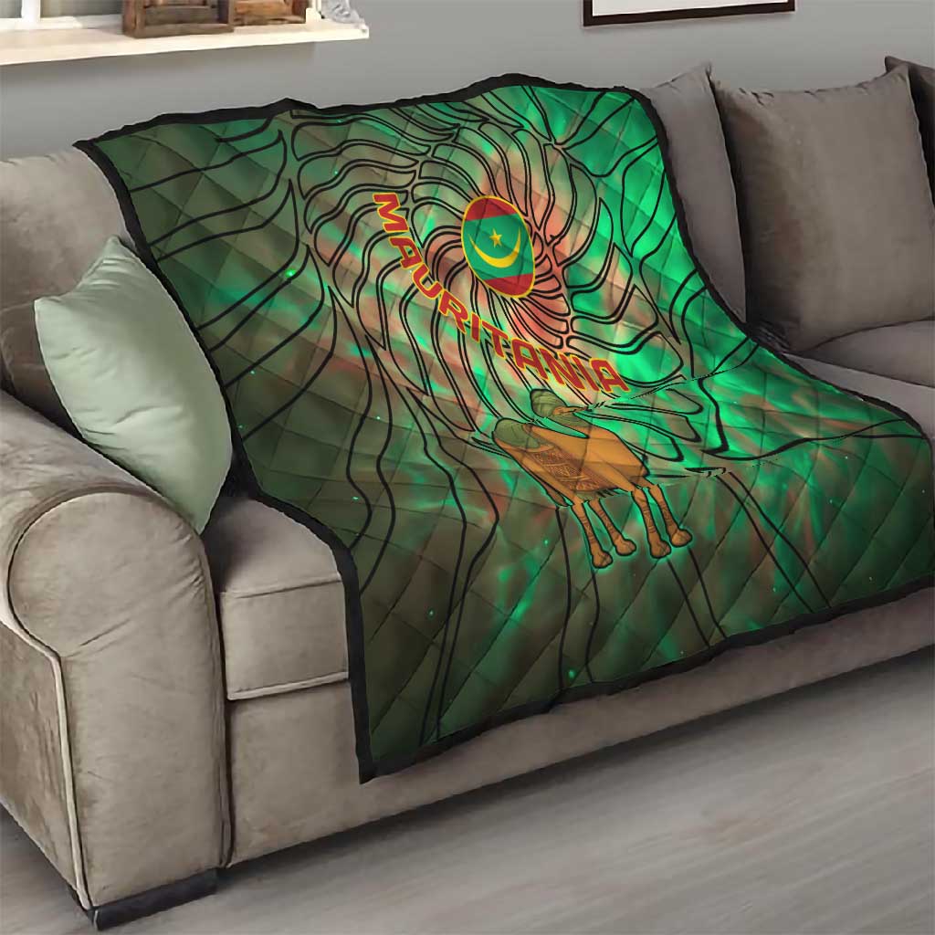 Mauritania Quilt - Green Tie Dye Camel and Crescent Moon Flag Design TS04