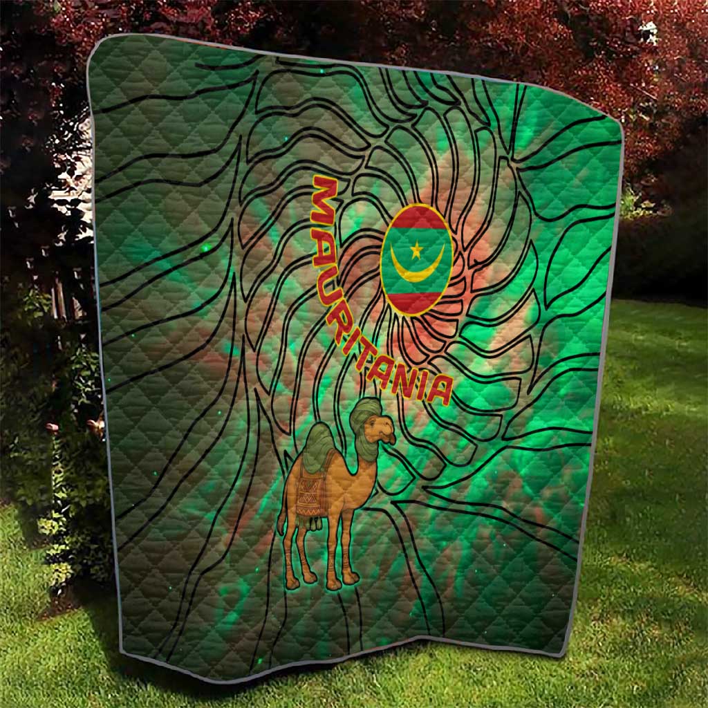 Mauritania Quilt - Green Tie Dye Camel and Crescent Moon Flag Design TS04