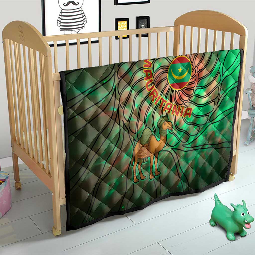 Mauritania Quilt - Green Tie Dye Camel and Crescent Moon Flag Design TS04