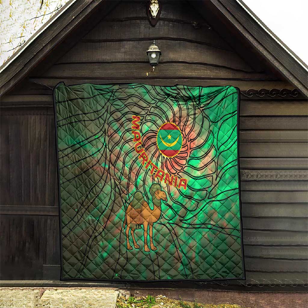 Mauritania Quilt - Green Tie Dye Camel and Crescent Moon Flag Design TS04