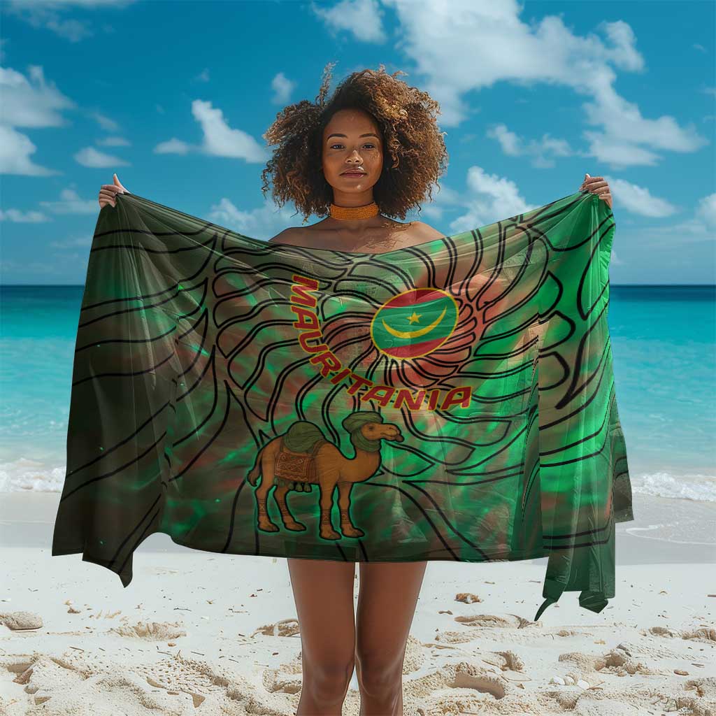 Mauritania Sarong - Green Tie Dye Camel and Crescent Moon Flag Design TS04
