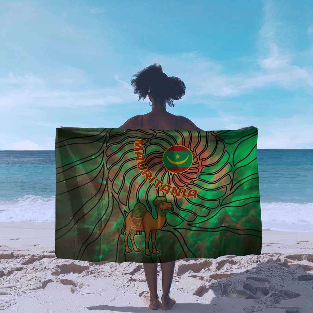 Mauritania Sarong - Green Tie Dye Camel and Crescent Moon Flag Design TS04