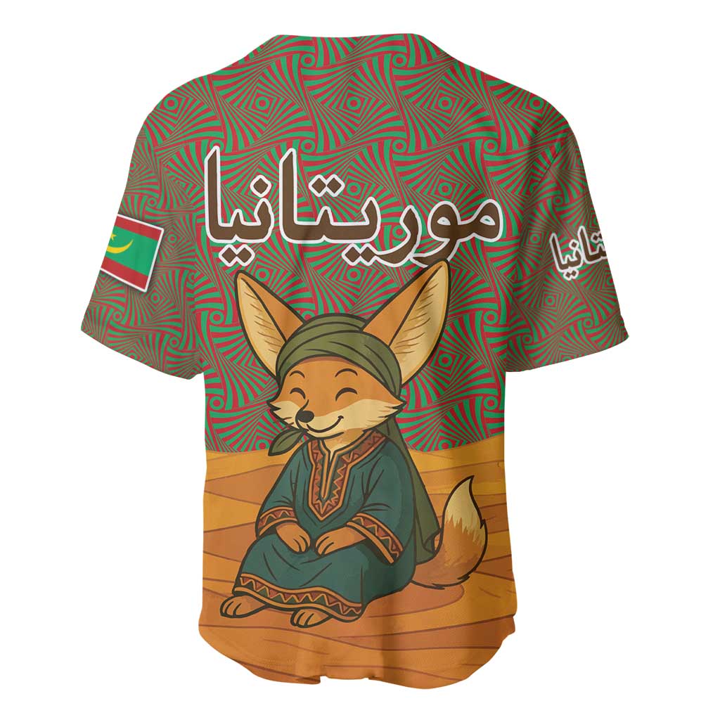 Mauritania Baseball Jersey - Cute Fennec Fox and Arabic Calligraphy Desert Design TS04