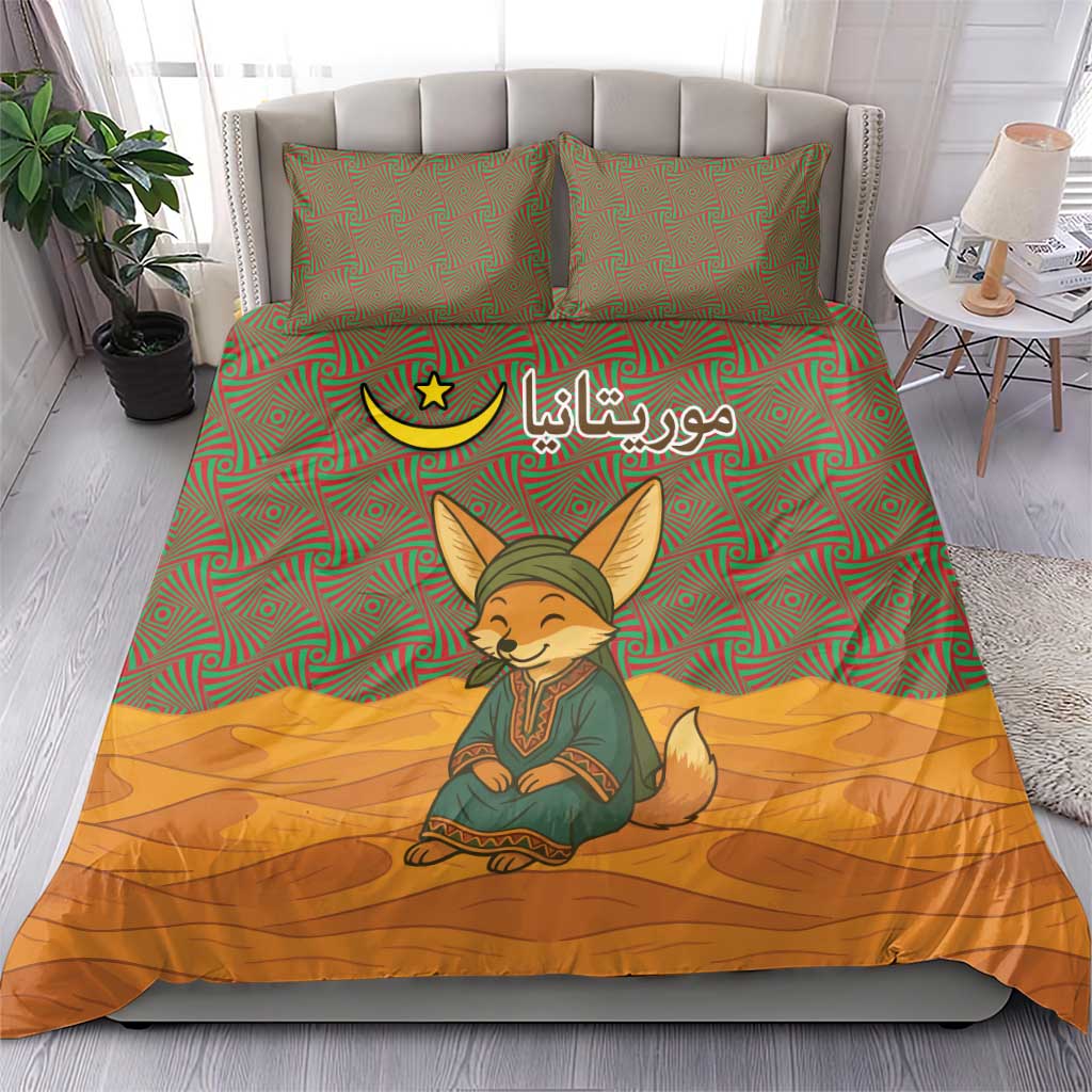 Mauritania Bedding Set - Cute Fennec Fox and Arabic Calligraphy Desert Design TS04