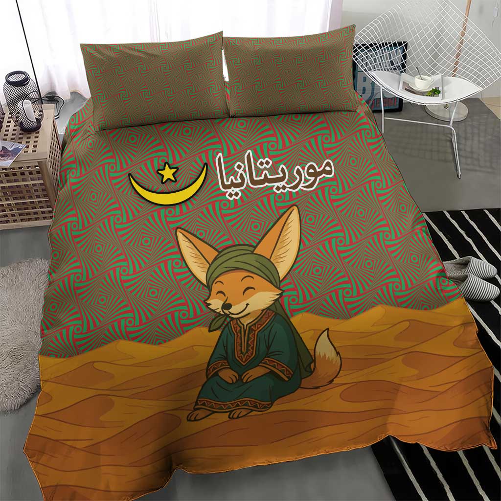 Mauritania Bedding Set - Cute Fennec Fox and Arabic Calligraphy Desert Design TS04