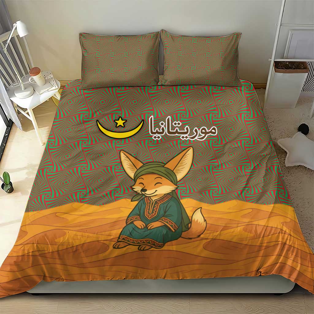 Mauritania Bedding Set - Cute Fennec Fox and Arabic Calligraphy Desert Design TS04