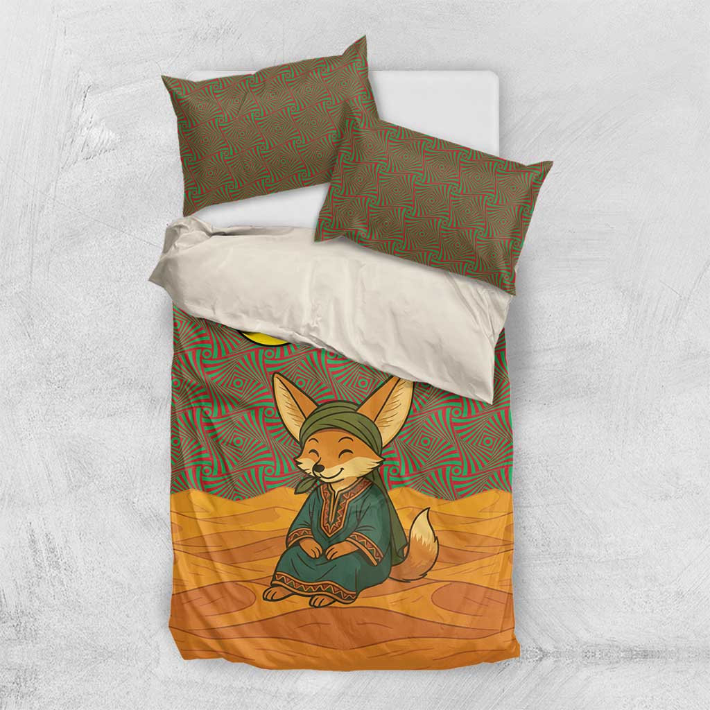 Mauritania Bedding Set - Cute Fennec Fox and Arabic Calligraphy Desert Design TS04