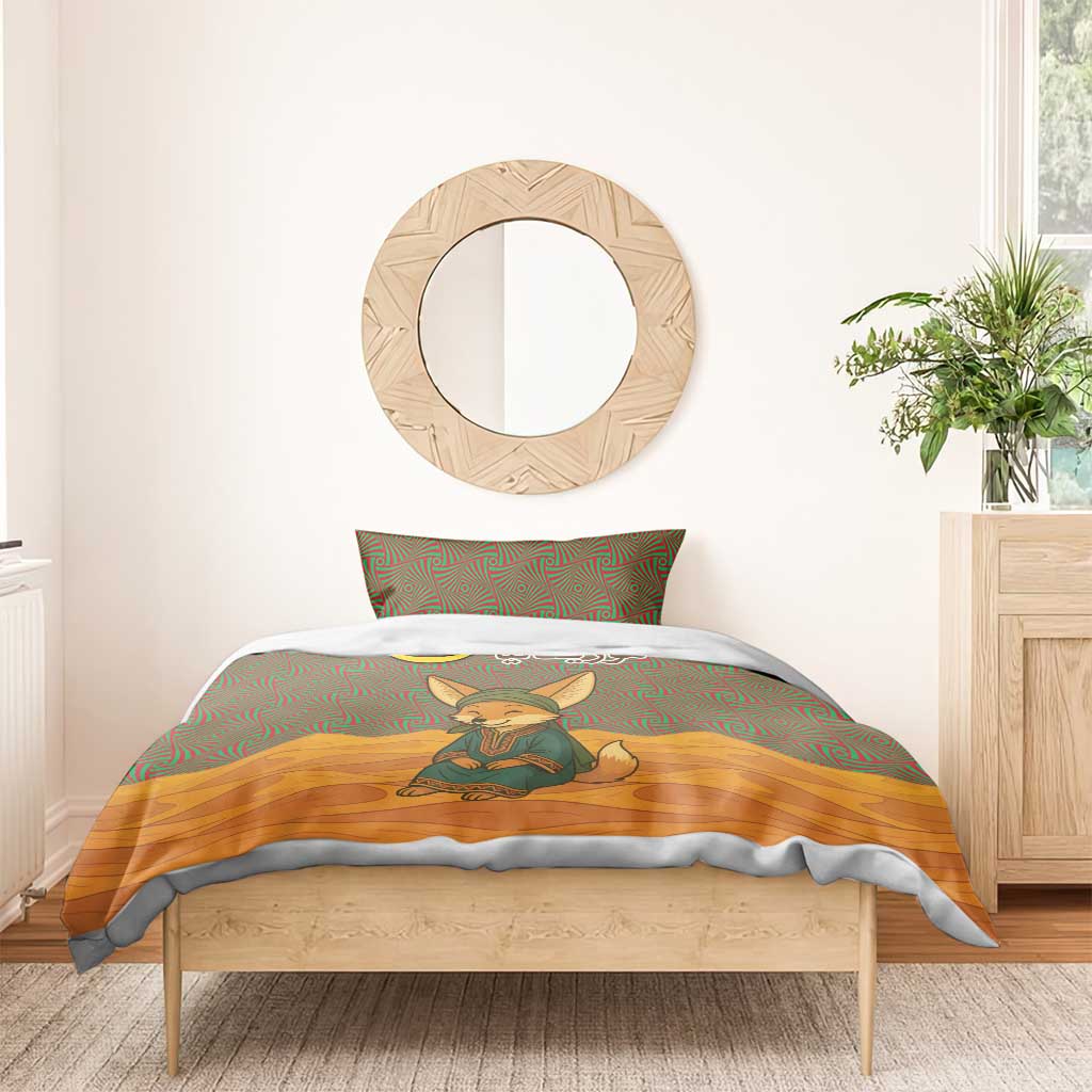 Mauritania Bedding Set - Cute Fennec Fox and Arabic Calligraphy Desert Design TS04