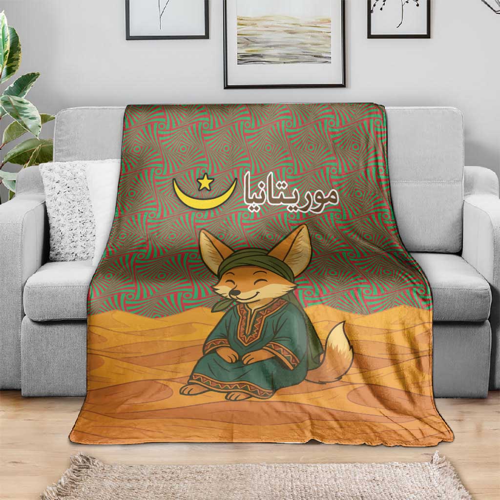 Mauritania Blanket - Cute Fennec Fox and Arabic Calligraphy Desert Design TS04