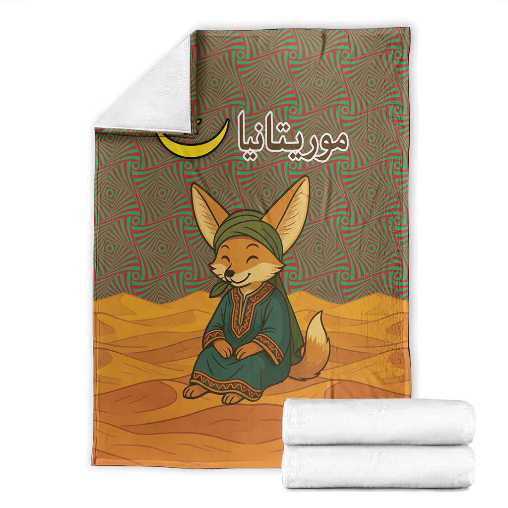 Mauritania Blanket - Cute Fennec Fox and Arabic Calligraphy Desert Design TS04
