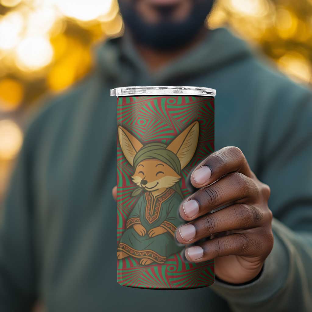 Mauritania 4 in 1 Can Cooler Tumbler - Cute Fennec Fox and Arabic Calligraphy Desert Design TS04