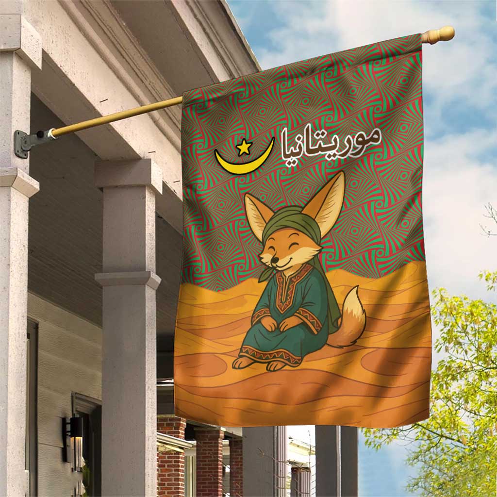 Mauritania Garden Flag - Cute Fennec Fox and Arabic Calligraphy Desert Design TS04