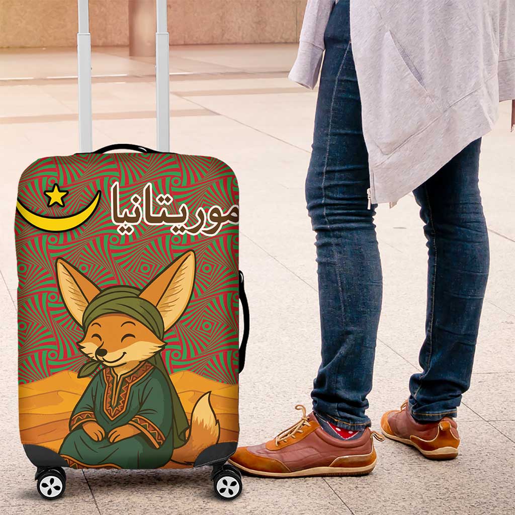 Mauritania Luggage Cover with Cute Fennec Fox and Arabic Calligraphy Desert Design TS04