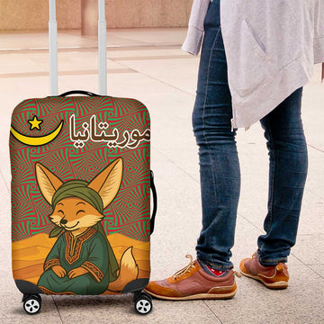 Mauritania Luggage Cover with Cute Fennec Fox and Arabic Calligraphy Desert Design TS04