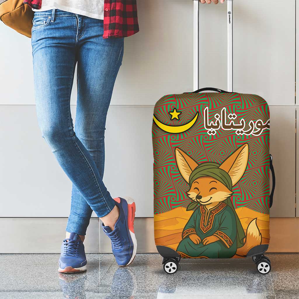 Mauritania Luggage Cover with Cute Fennec Fox and Arabic Calligraphy Desert Design TS04