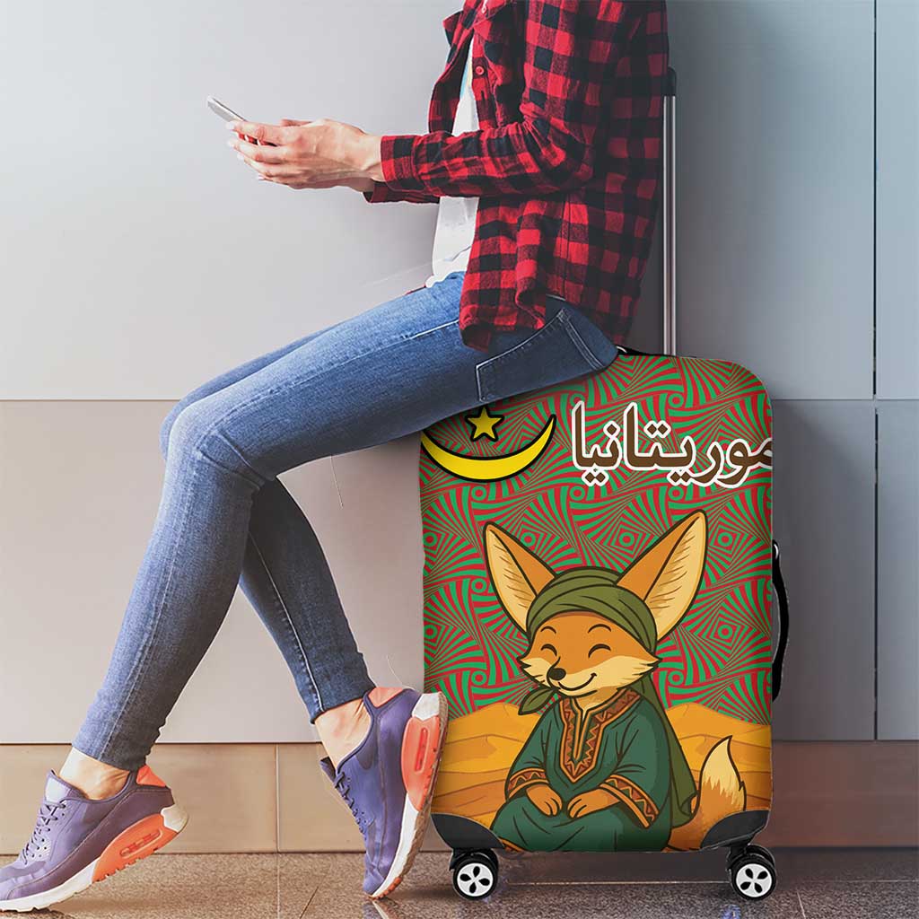 Mauritania Luggage Cover with Cute Fennec Fox and Arabic Calligraphy Desert Design TS04