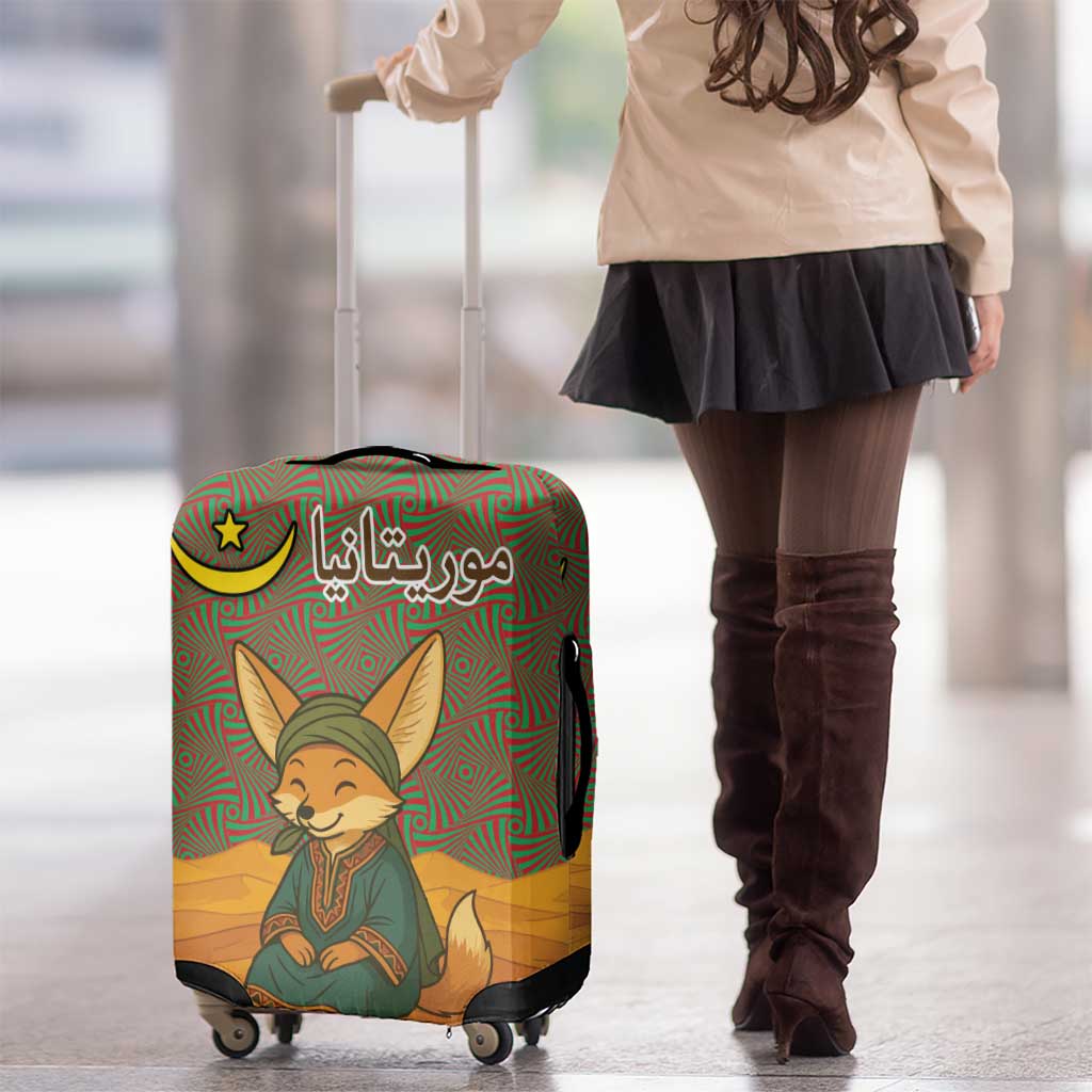 Mauritania Luggage Cover with Cute Fennec Fox and Arabic Calligraphy Desert Design TS04