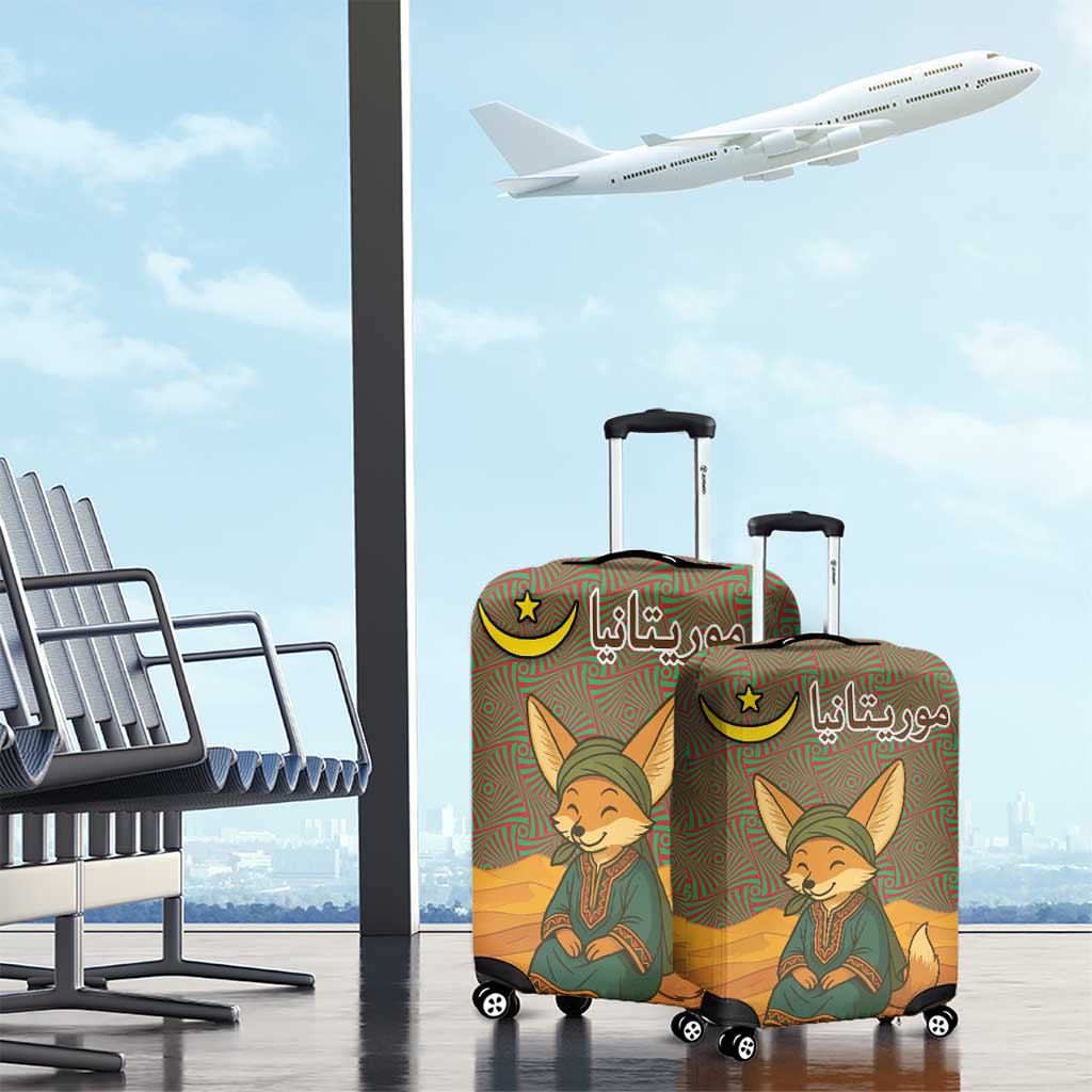 Mauritania Luggage Cover with Cute Fennec Fox and Arabic Calligraphy Desert Design TS04
