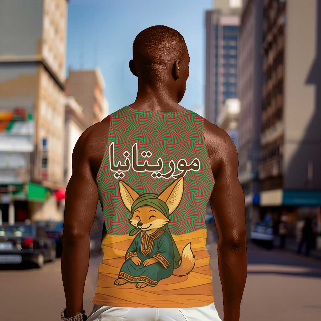 Mauritania Men Tank Top - Cute Fennec Fox and Arabic Calligraphy Desert Design TS04