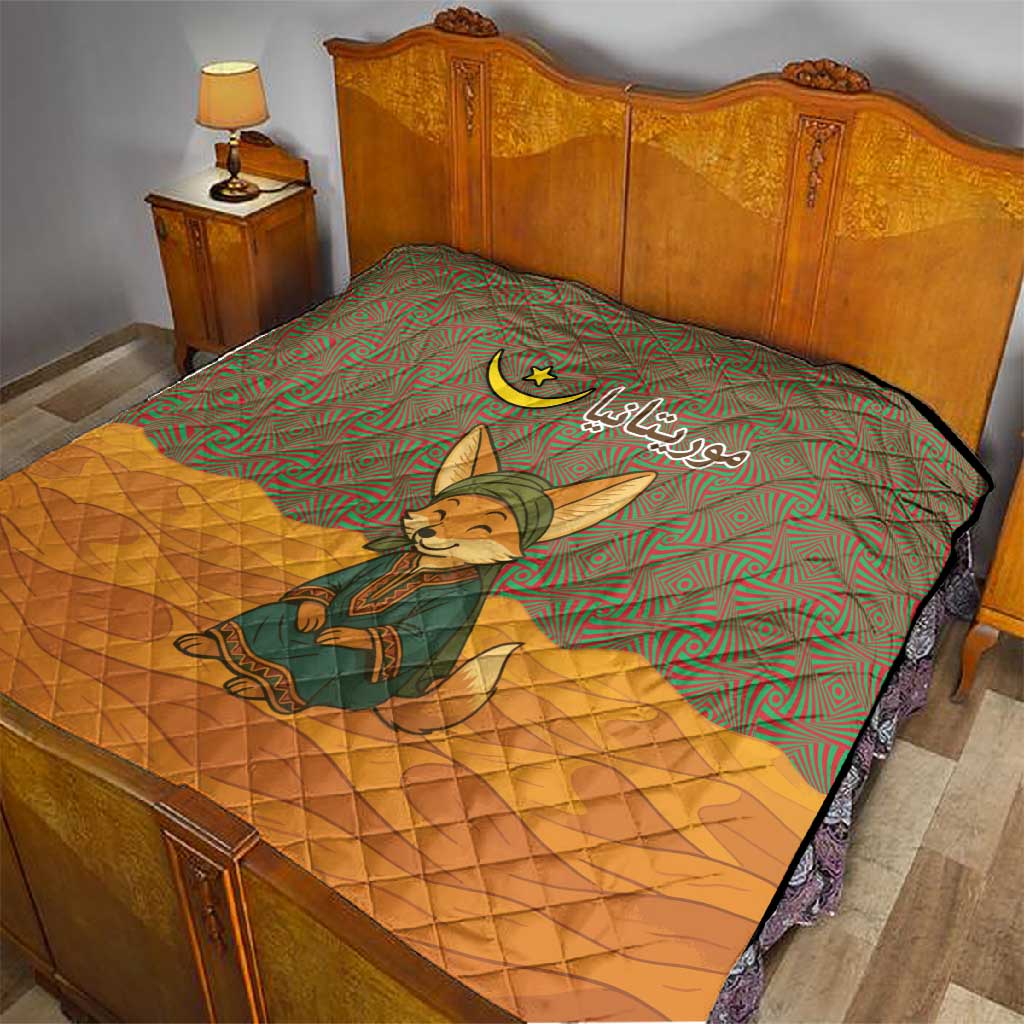 Mauritania Quilt - Cute Fennec Fox and Arabic Calligraphy Desert Design TS04
