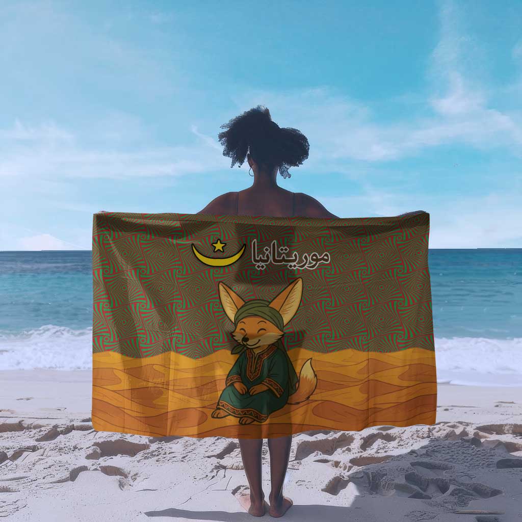 Mauritania Sarong - Cute Fennec Fox and Arabic Calligraphy Desert Design TS04