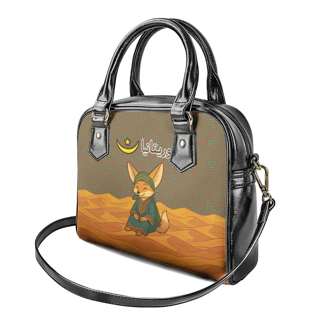 Mauritania Shoulder Handbag with Cute Fennec Fox and Arabic Calligraphy Desert Design TS04