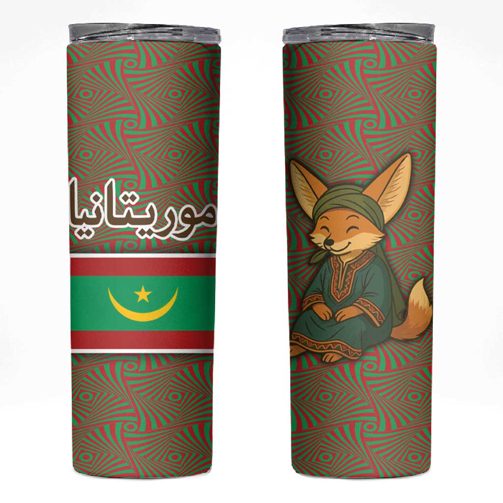 Mauritania Skinny Tumbler - Cute Fennec Fox and Arabic Calligraphy Desert Design TS04