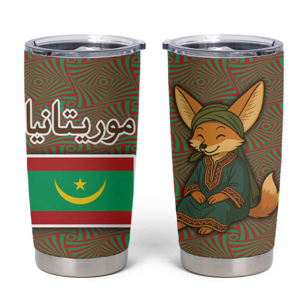 Mauritania Tumbler Cup - Cute Fennec Fox and Arabic Calligraphy Desert Design TS04