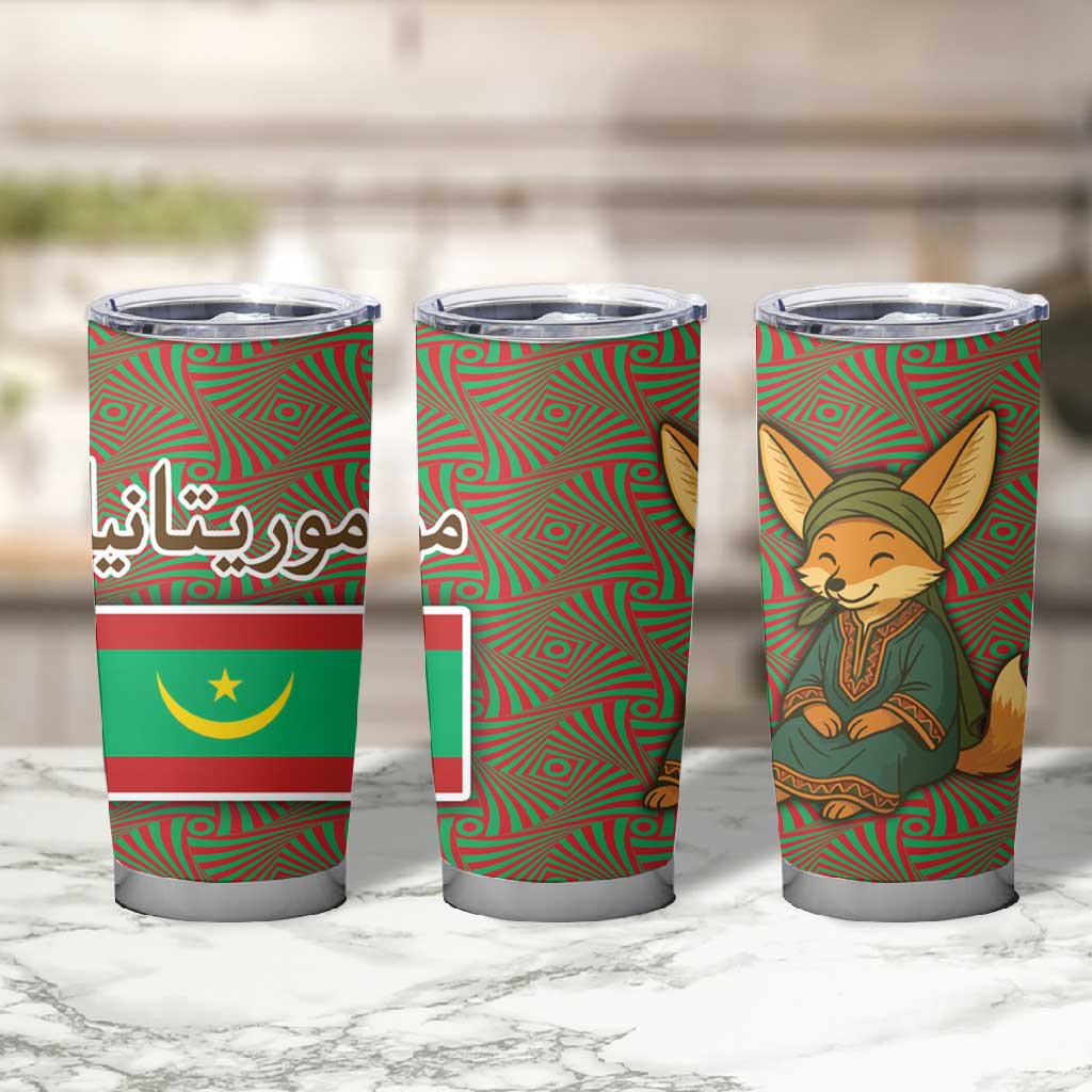 Mauritania Tumbler Cup - Cute Fennec Fox and Arabic Calligraphy Desert Design TS04