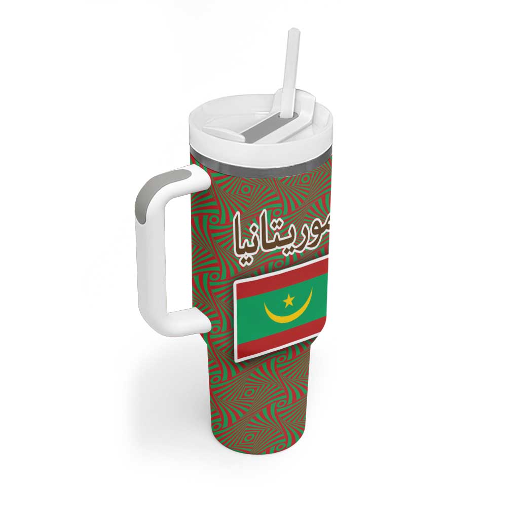 Mauritania Tumbler With Handle - Cute Fennec Fox and Arabic Calligraphy Desert Design TS04